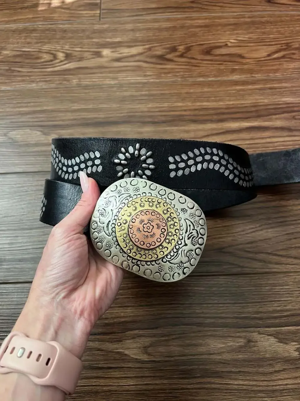 Free People Roman Holiday Leather Belt Size M-L Black